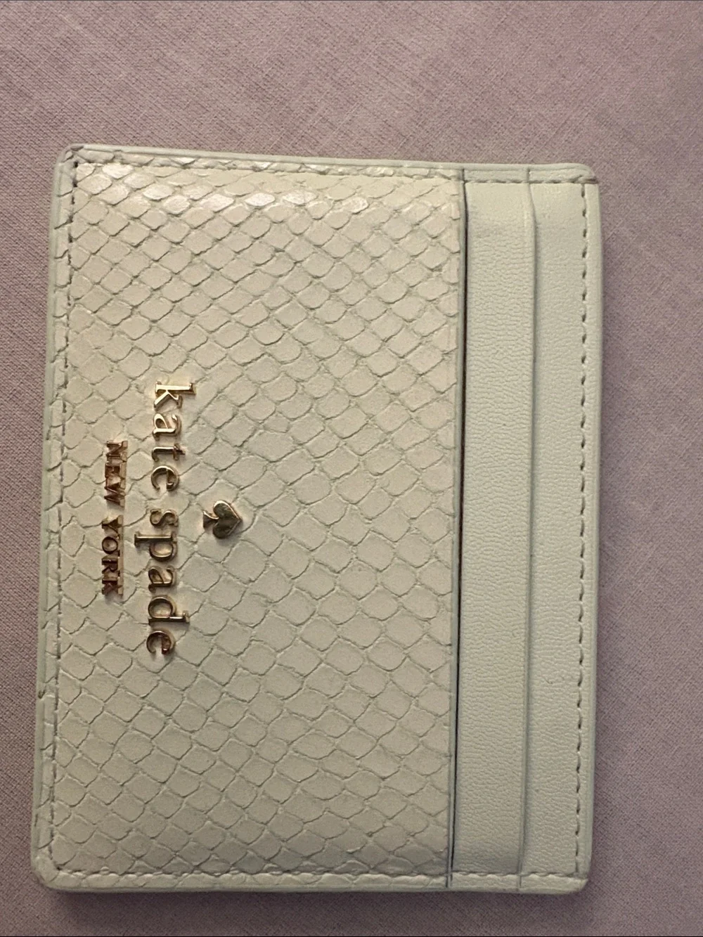 kate spade White Textured Card & Key Holder with Gold Logo